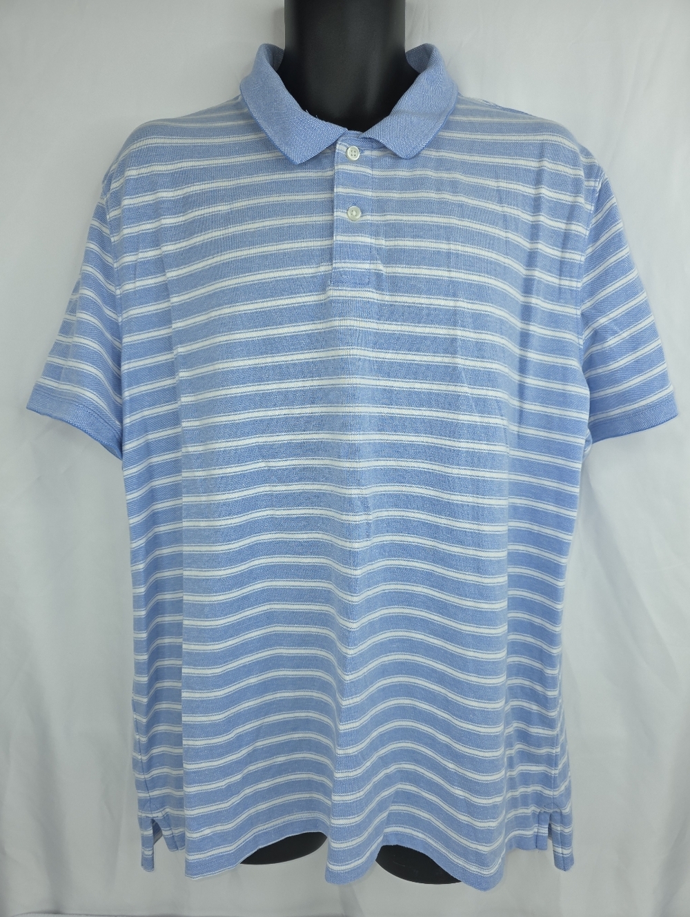 St John's Bay Men's Classic Light Blue Striped Polo Shirt Size XL AG-3399